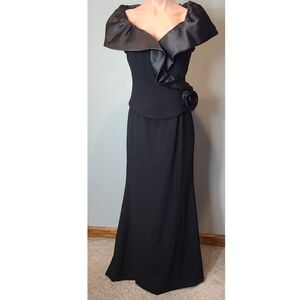 Vintage Rose Taft Taffeta Rosette gown Holiday 90s Luxury Elegant Evening 1920s‎